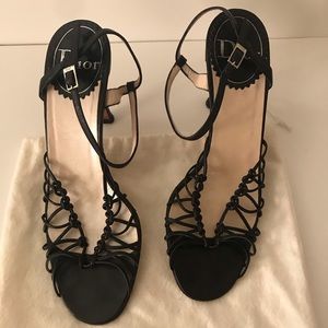 Dior black leather high heel sandal